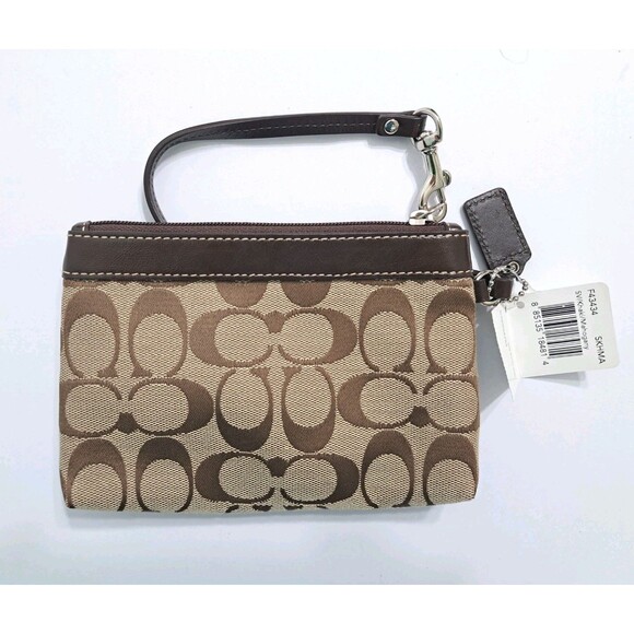 Coach F43434 Signature Pleated Wristlet Khaki Mahogany Brand NEW - Picture 5 of 7
